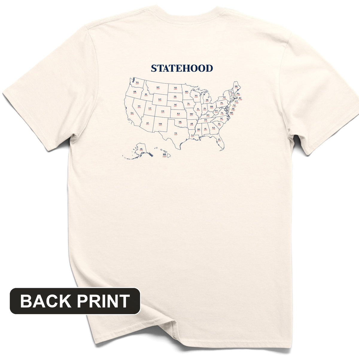 US Statehood Back Print T-Shirt