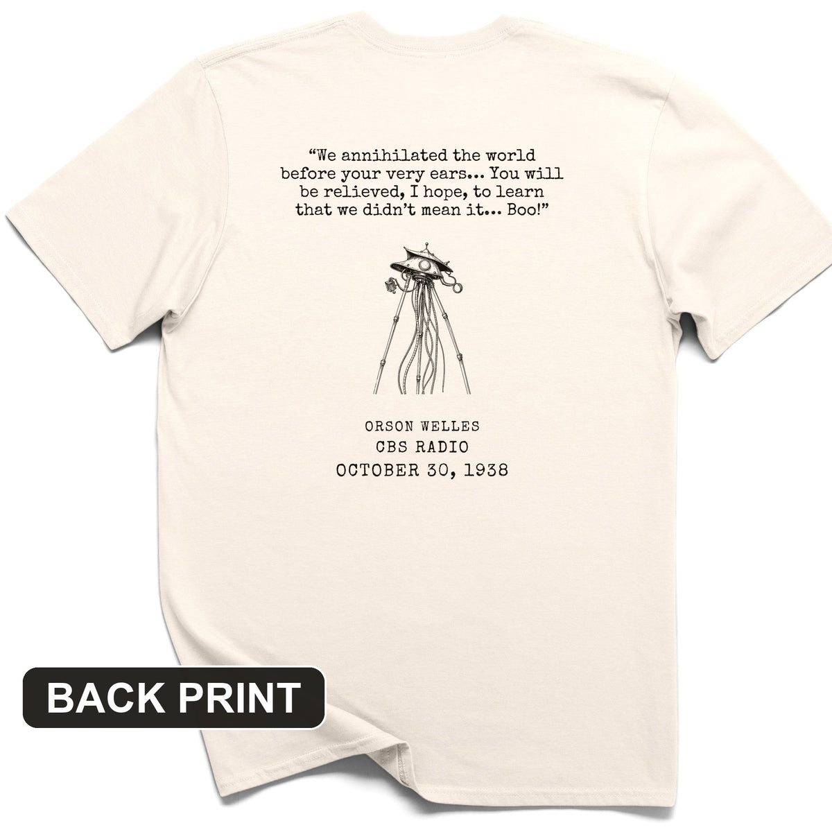 War Of The Worlds Boo Back Print T-Shirt