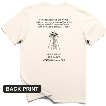 War Of The Worlds Boo Back Print T-Shirt