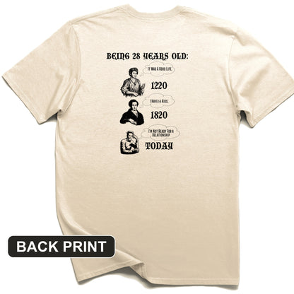 Being 28 Today Back Print T-Shirt