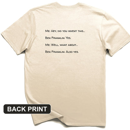 Ben Franklin Inventor Back Print T-Shirt