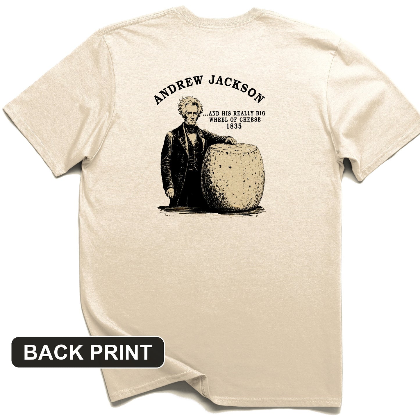 Cheese Wheel Back Print T-Shirt