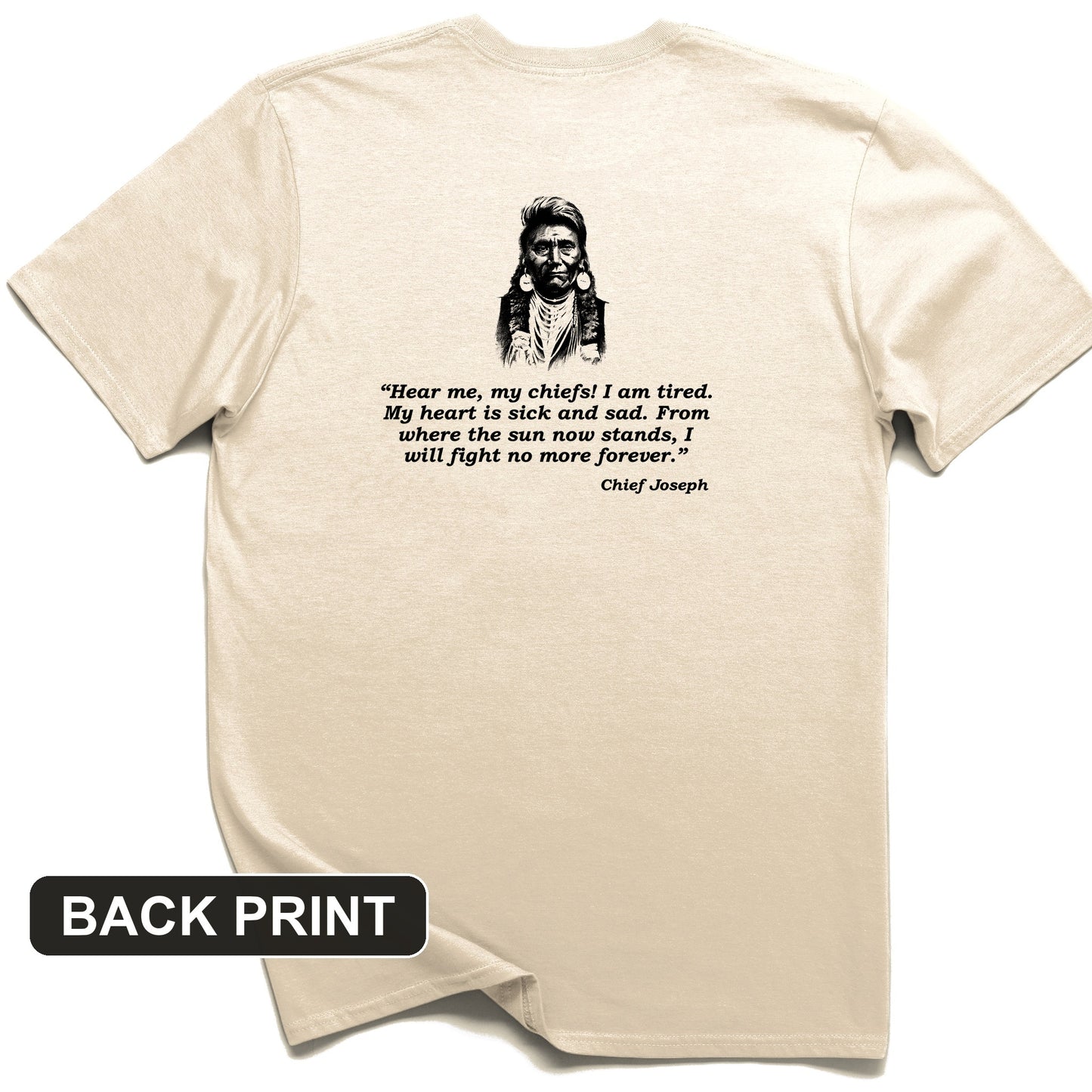 Chief Joseph Fight No More Back Print T-Shirt