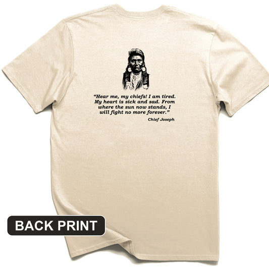 Chief Joseph Fight No More Back Print T-Shirt