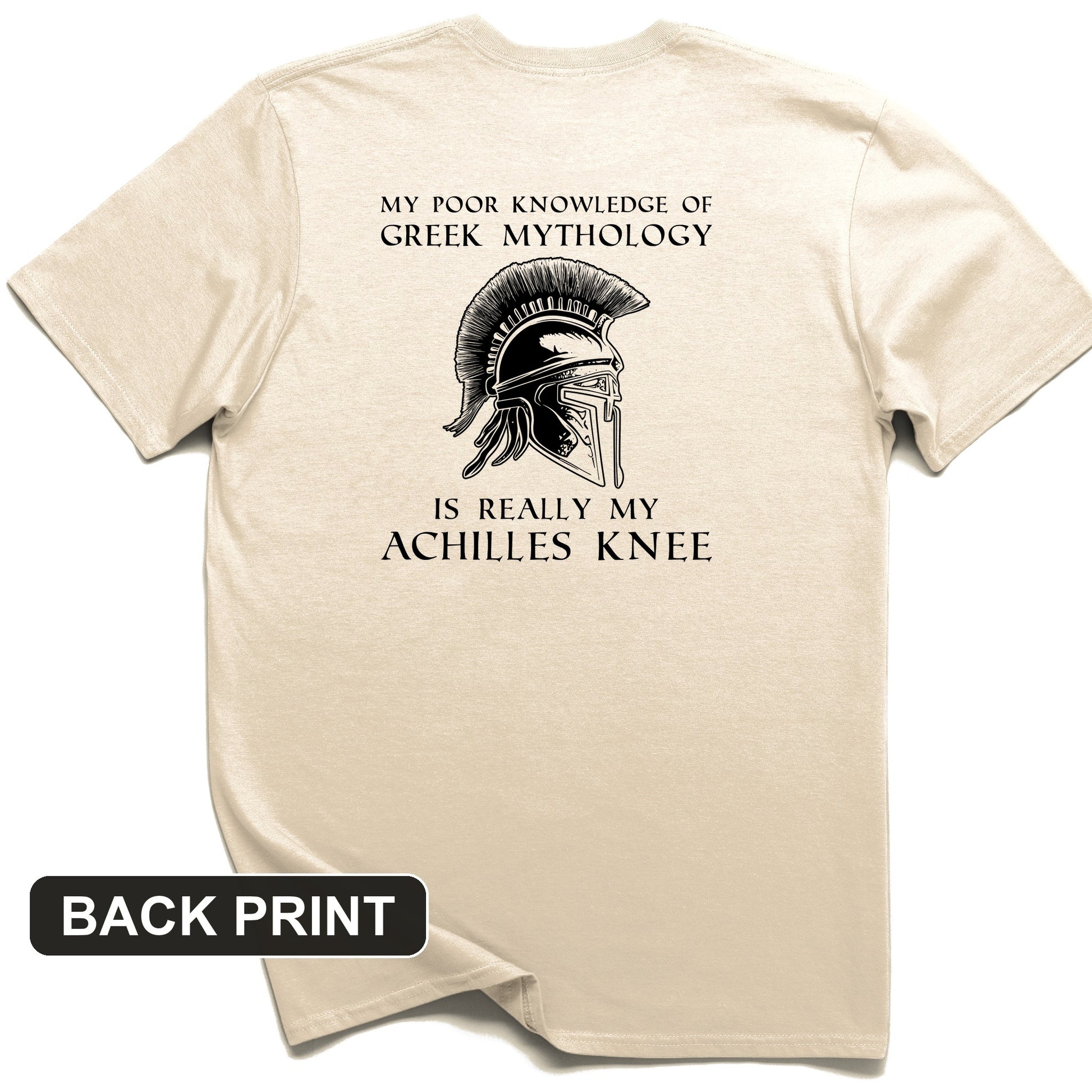 Greek Mythology Achilles Knee Back Print T-Shirt
