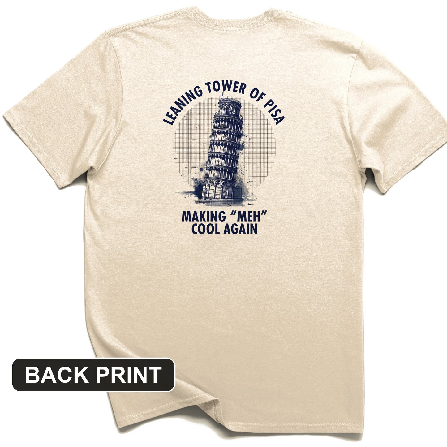 Leaning Tower of Pisa Back Print T-Shirt