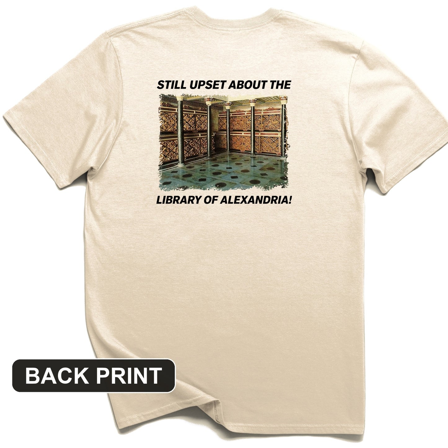 Library Of Alexandria Back Print T-Shirt