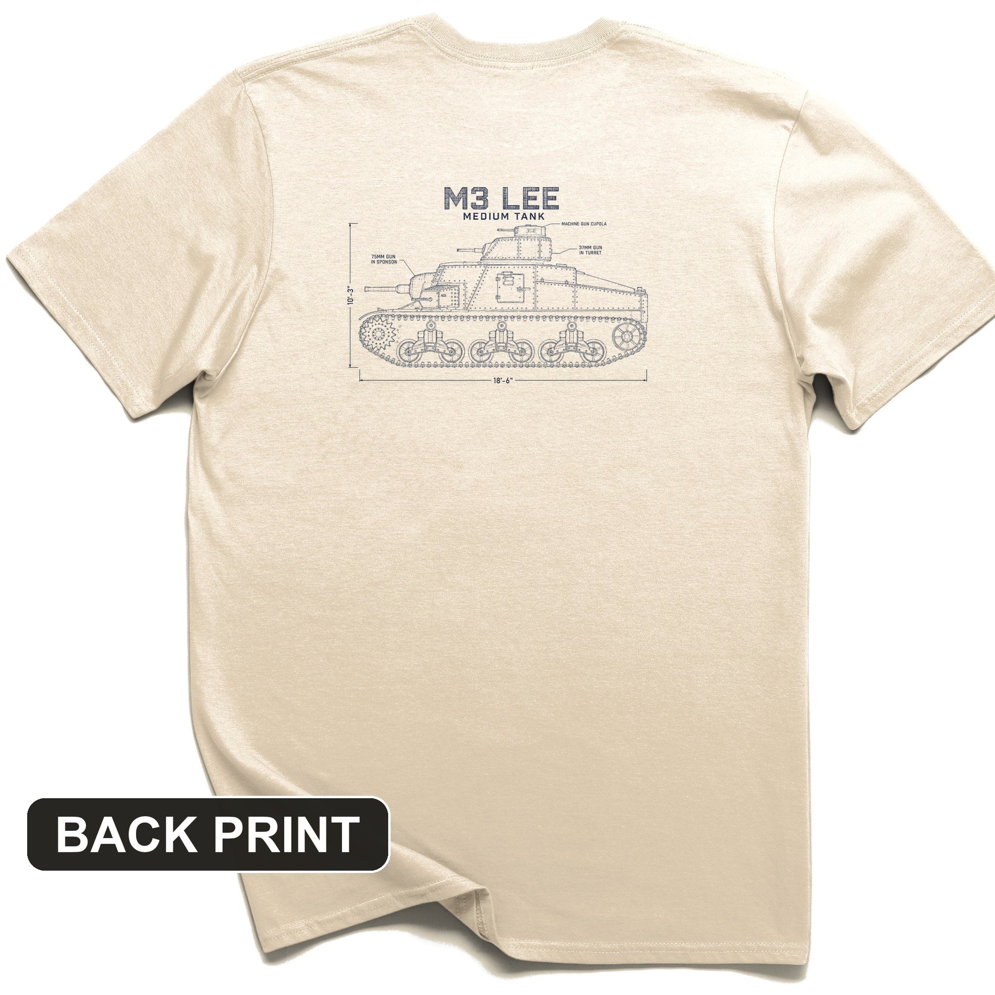 M3 Lee Blueprint Back Print T-Shirt