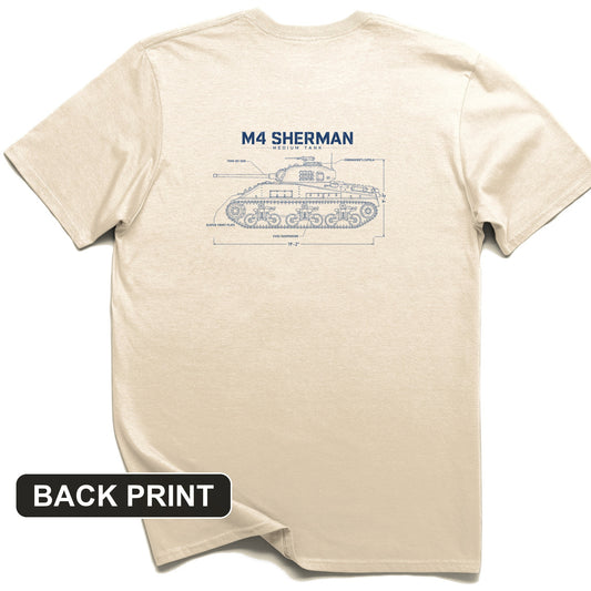 M4 Sherman Blueprint Back Print T-Shirt