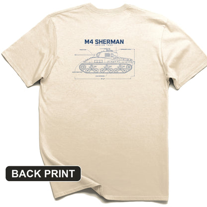 M4 Sherman Blueprint Back Print T-Shirt