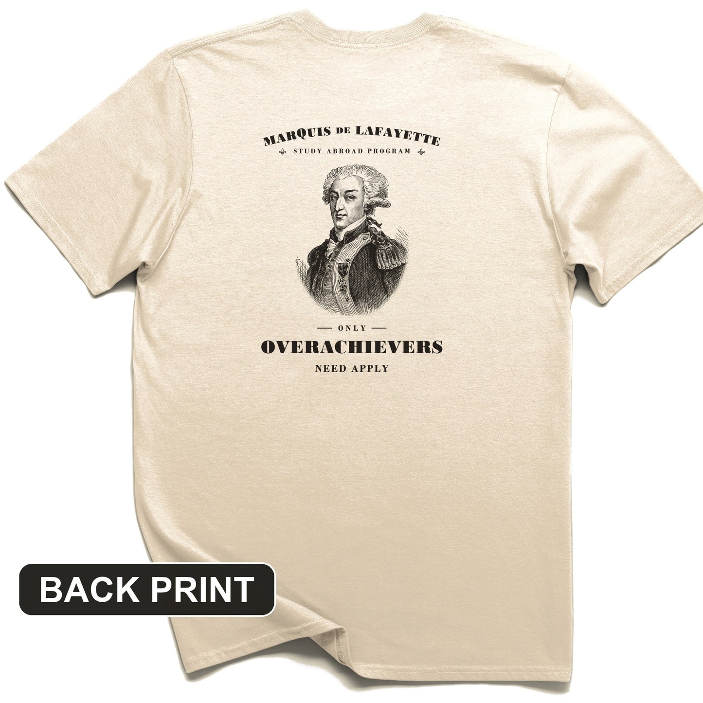 Marquis de Lafayette Study Abroad Program Back Print T-Shirt