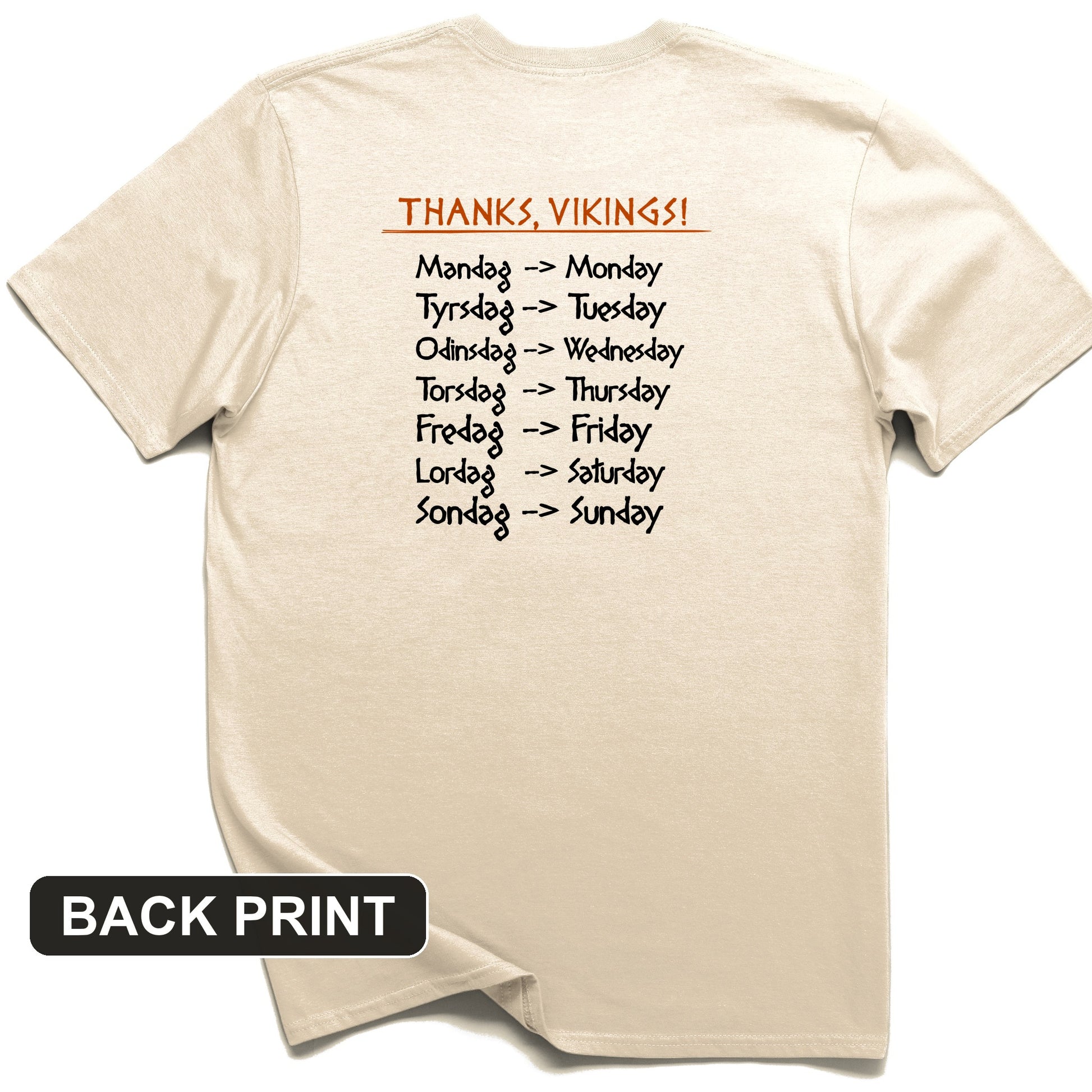Nordic Gods Days Of The Week Back Print T-Shirt