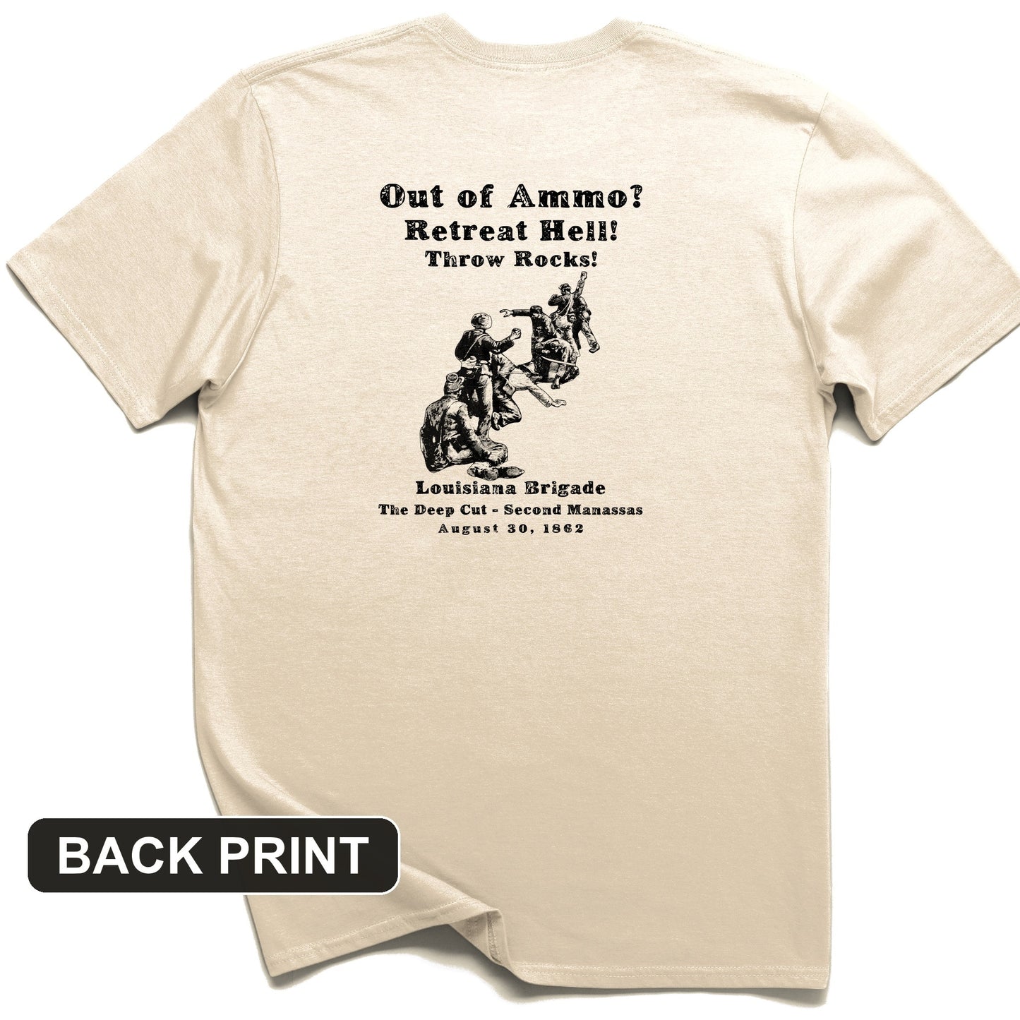 Out Of Ammo Throw Rocks Back Print T-Shirt