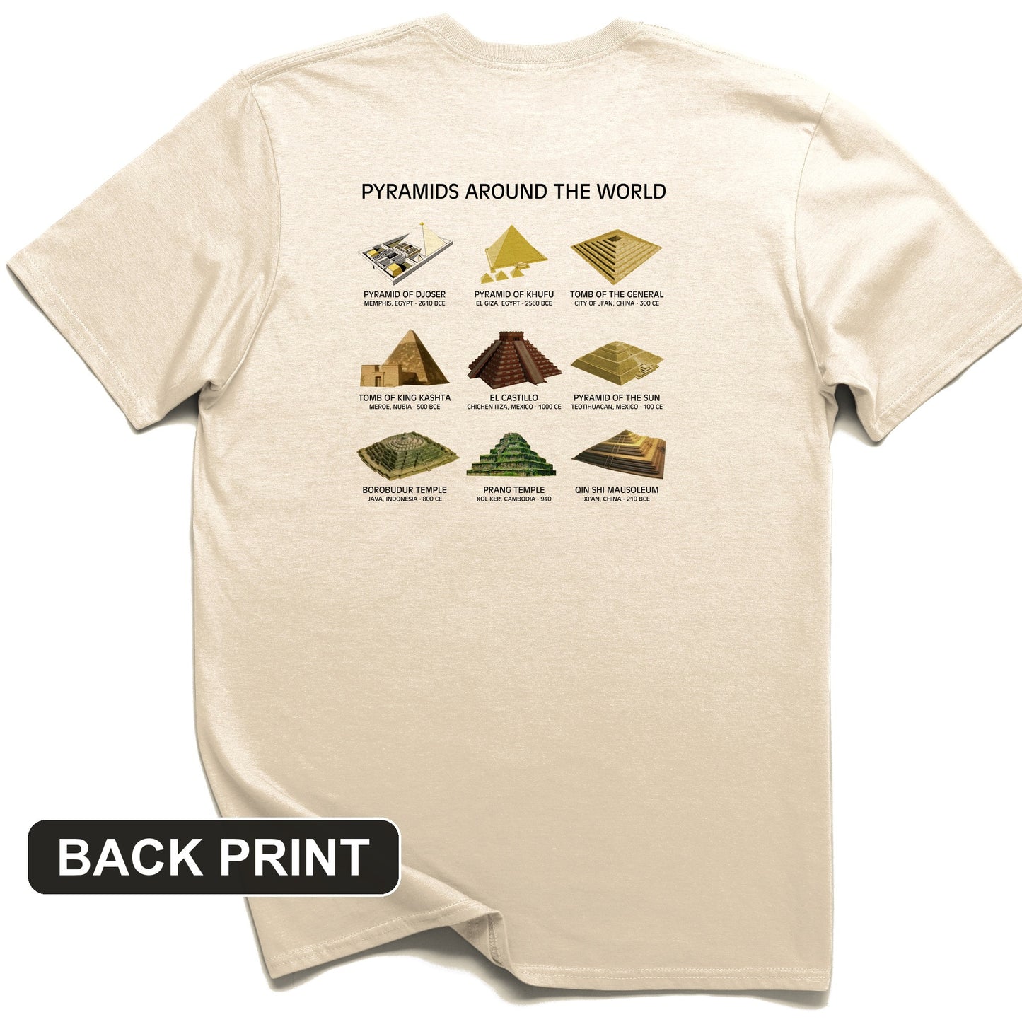 Pyramids of The World Back Print T-Shirt