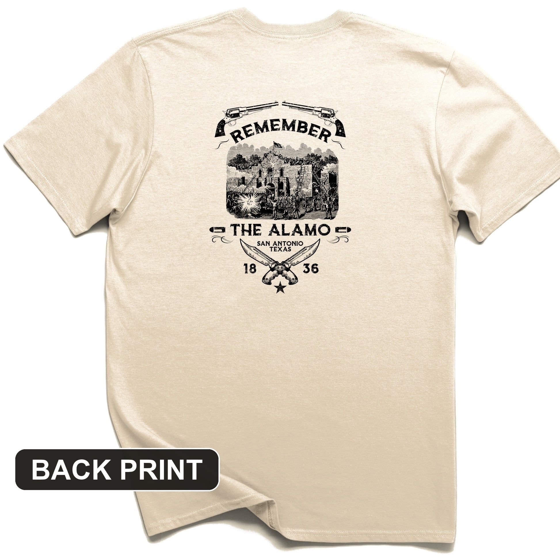 Remember The Alamo 1836 Back Print T-Shirt