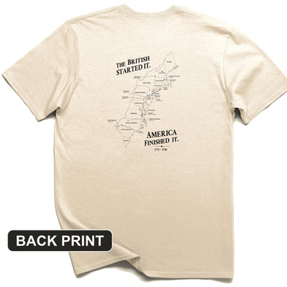 Revolutionary War Map Back Print T-Shirt