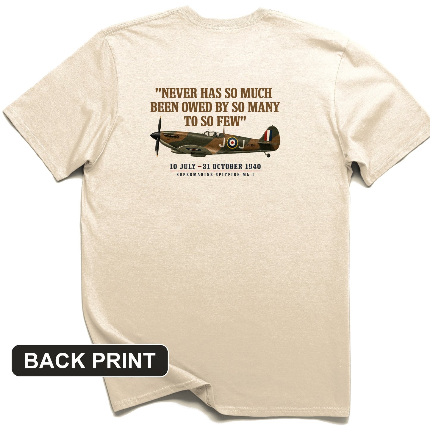 Spitfire So Few Quote Back Print T-Shirt