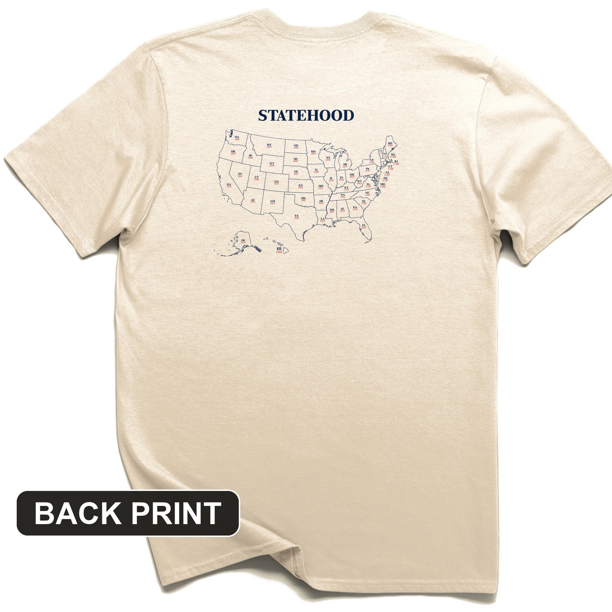 US Statehood Back Print T-Shirt