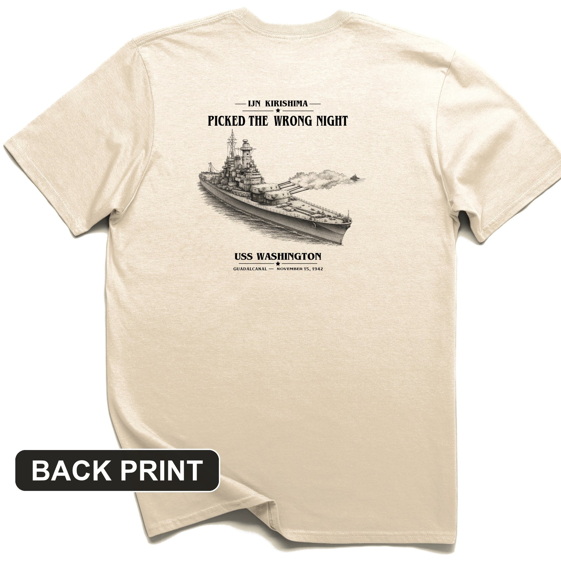 USS Washington at Guadalcanal Back Print T-Shirt