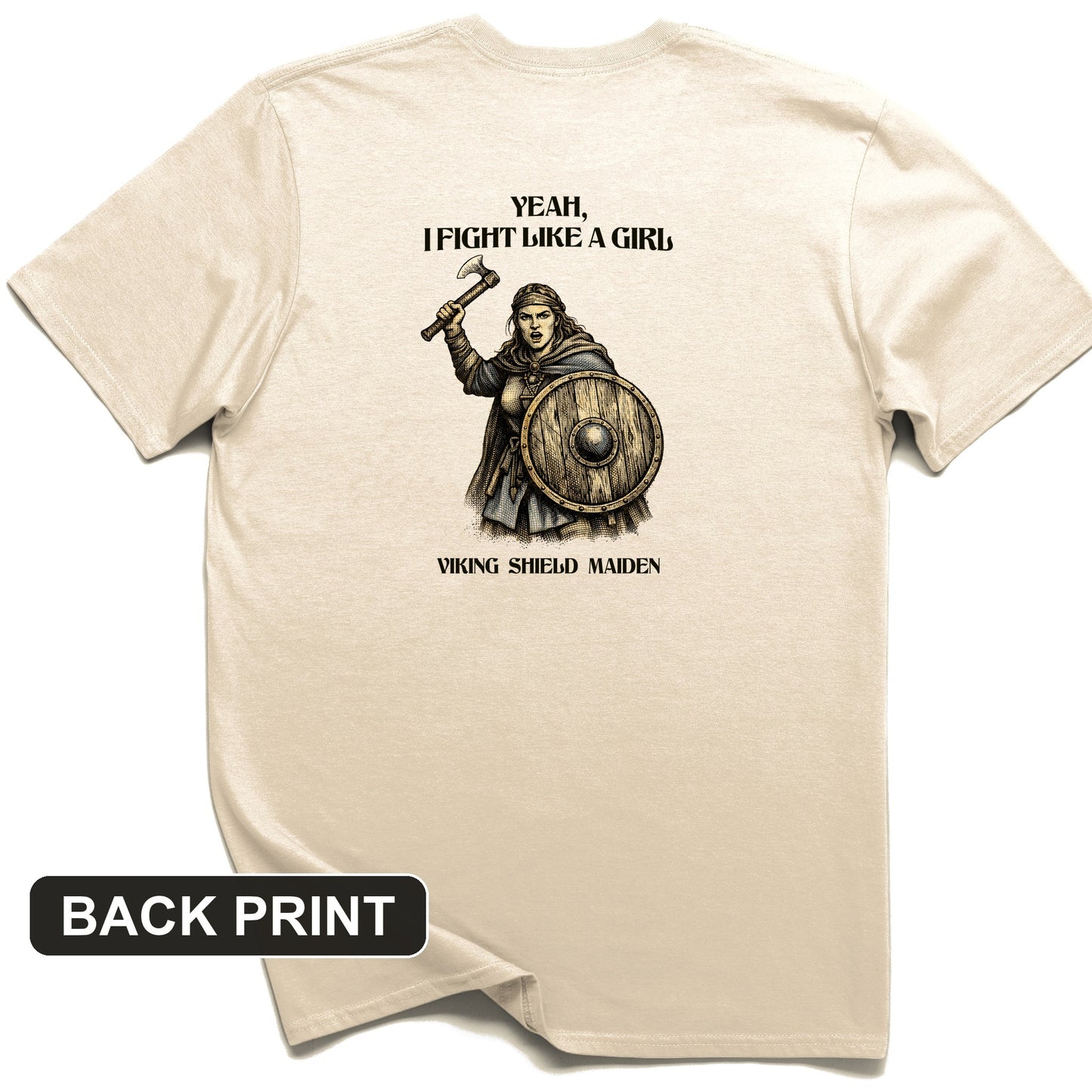 Viking Shield Maiden Back Print T-Shirt