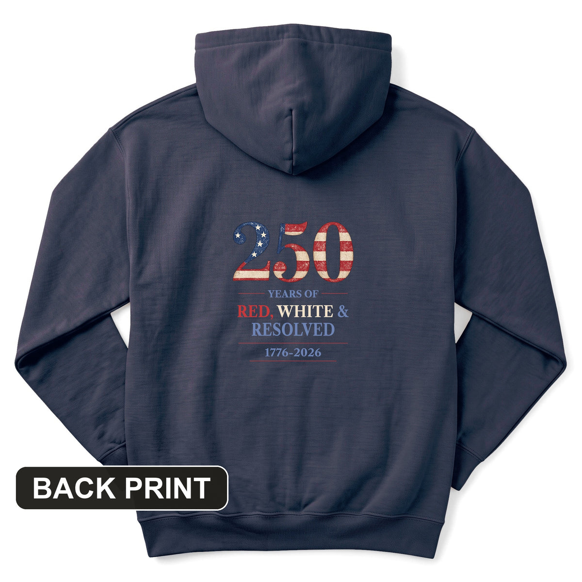250 Red White and Resolved Back Print Hoodie