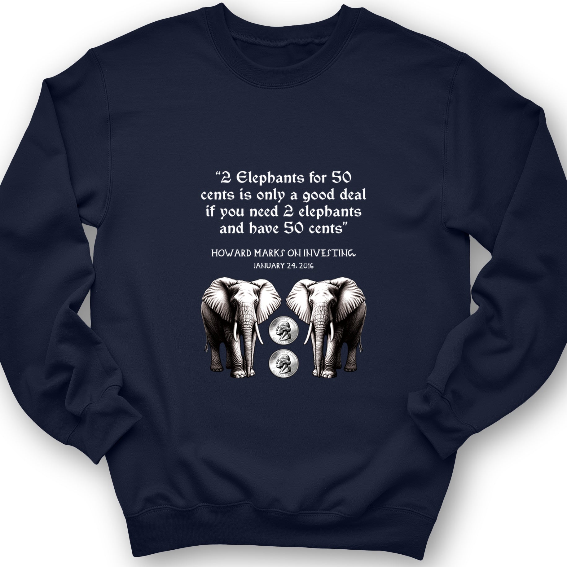 2 Elephants for 50 Cents Crewneck