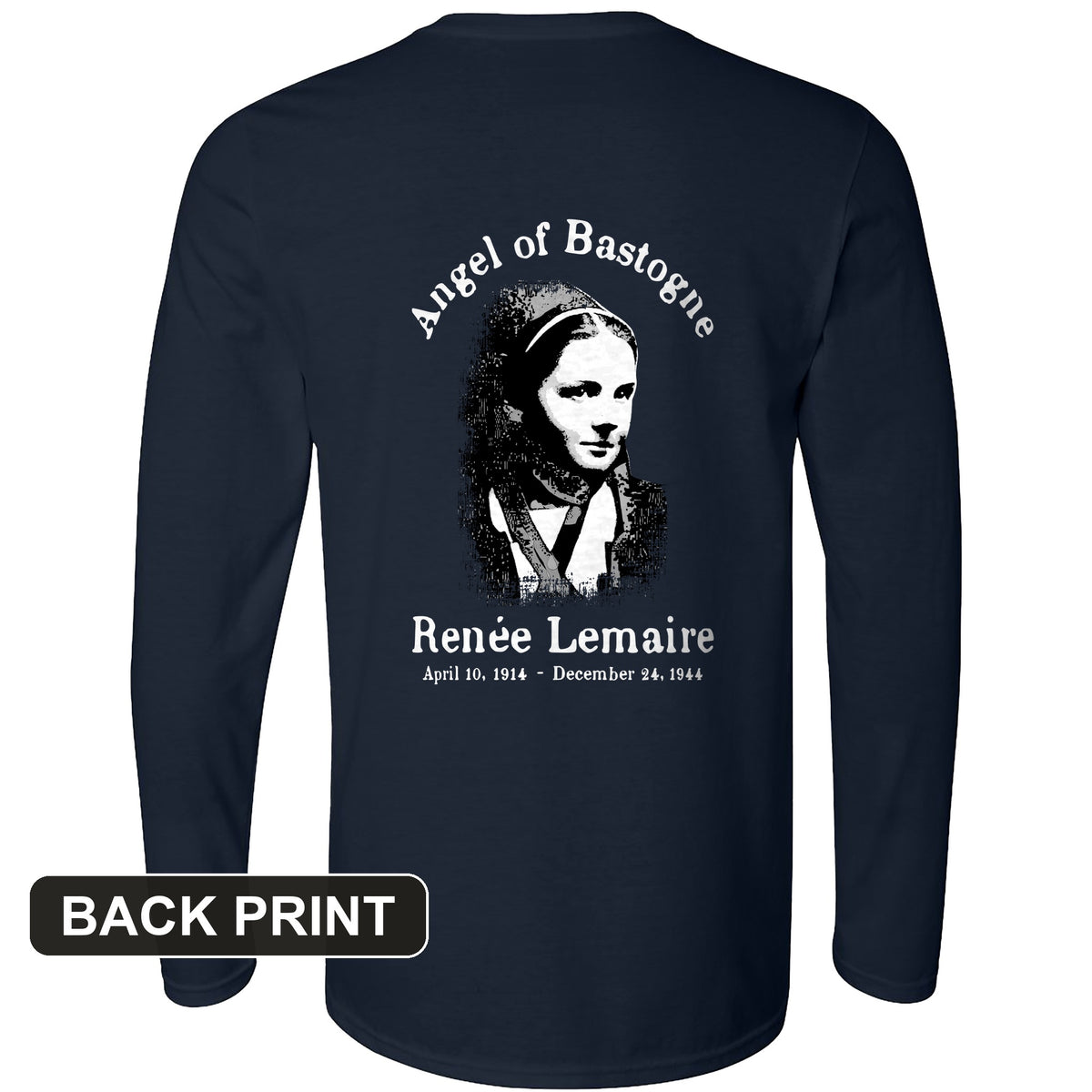 Angel of Bastogne Back Print Long Sleeve T-Shirt