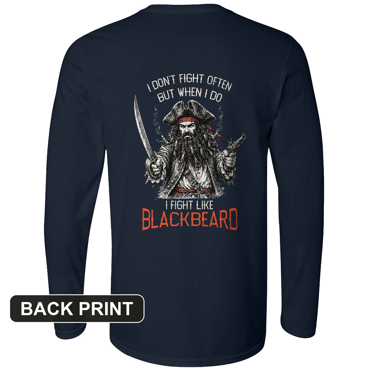 Blackbeard Back Print Long Sleeve T-Shirt