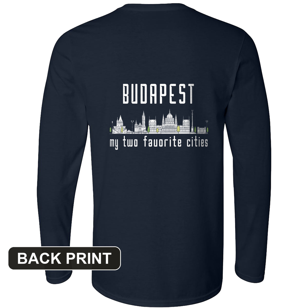 Budapest 2 Back Print Long Sleeve T-Shirt