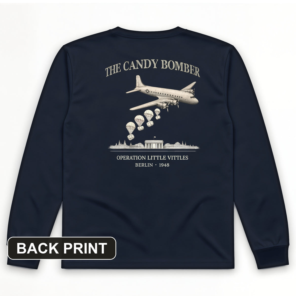 Candy Bomber Back Print Long Sleeve T-Shirt