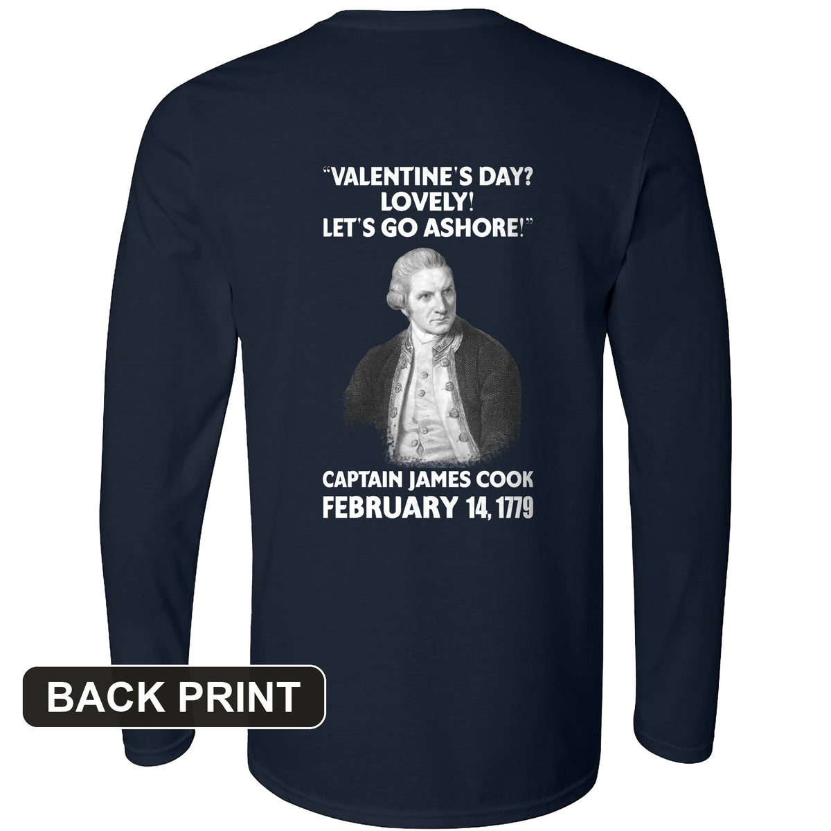 Captain Cook Back Print Long Sleeve T-Shirt