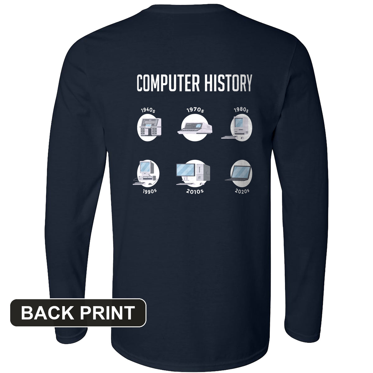 Computer History Back Print Long Sleeve T-Shirt