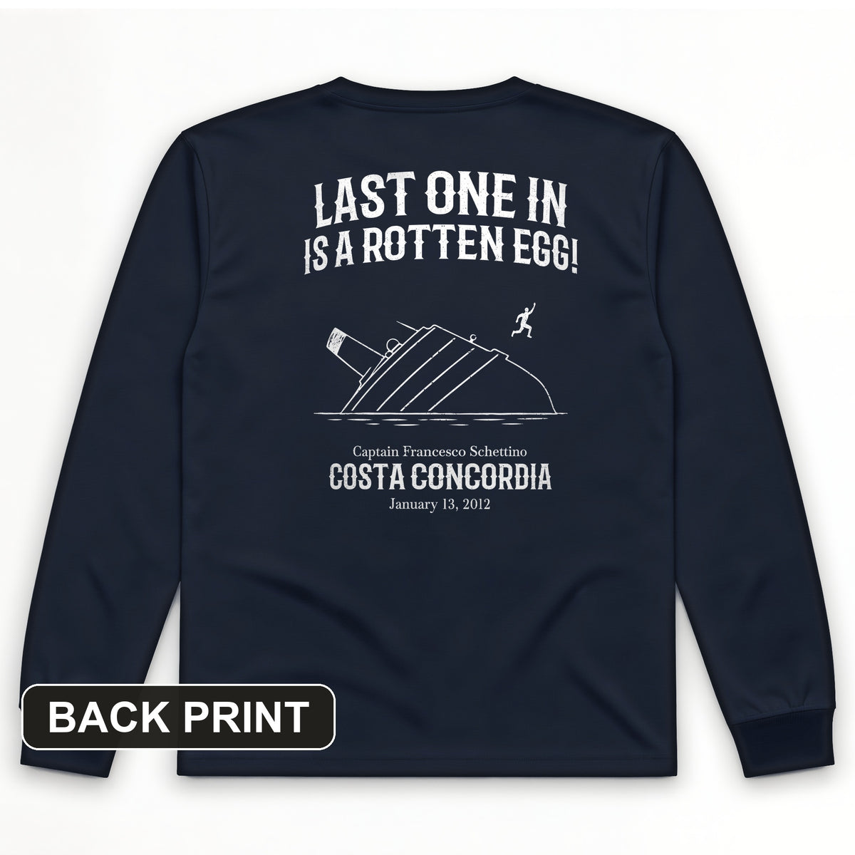 Costa Concordia Back Print Long Sleeve T-Shirt