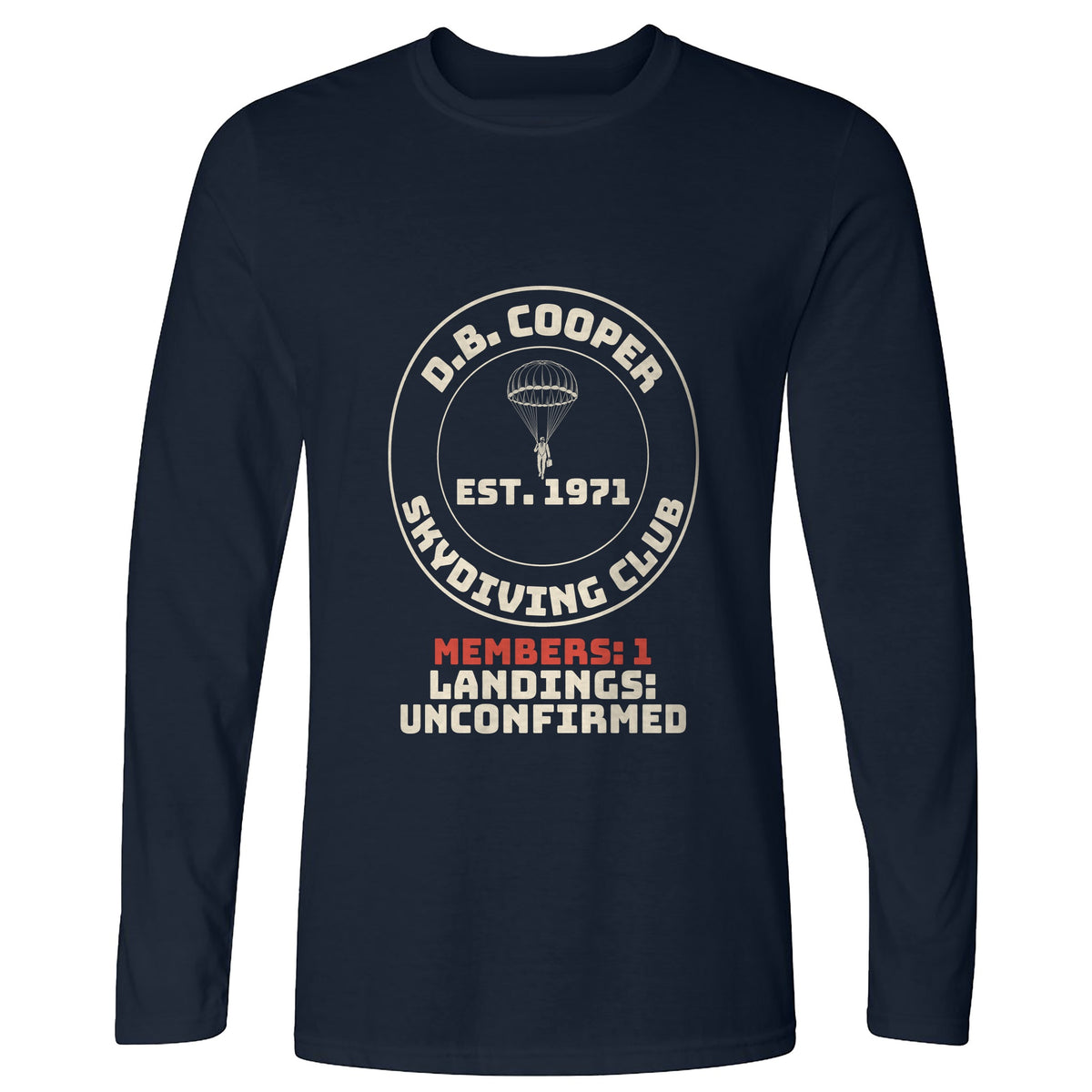 DB Cooper Skydiving Club Long Sleeve T-Shirt