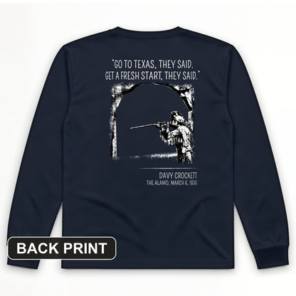 Davy Crockett Back Print Long Sleeve T-Shirt