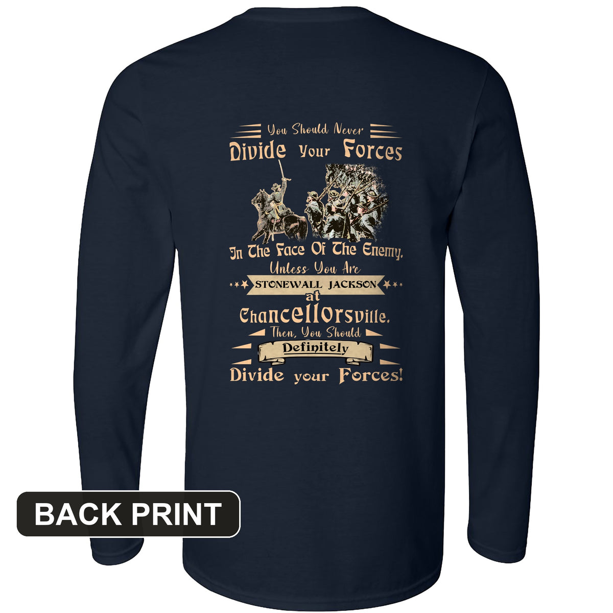 Dividing Forces Back Print Long Sleeve T-Shirt