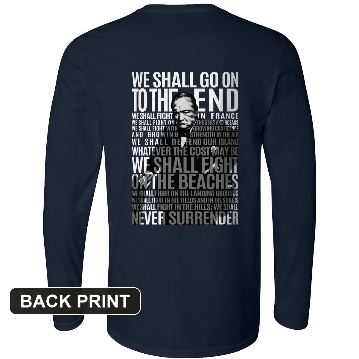 Fight On The Seas And Beaches Back Print Long Sleeve T-Shirt