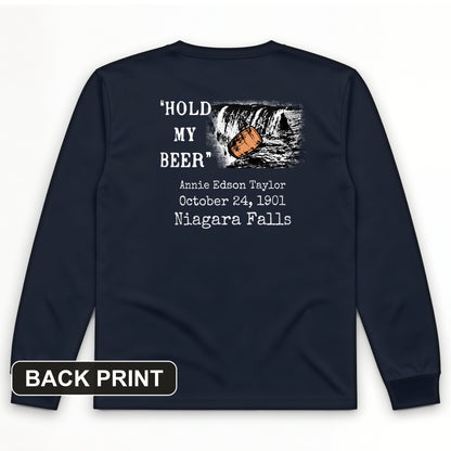 Hold My Beer Back Print Long Sleeve T-Shirt
