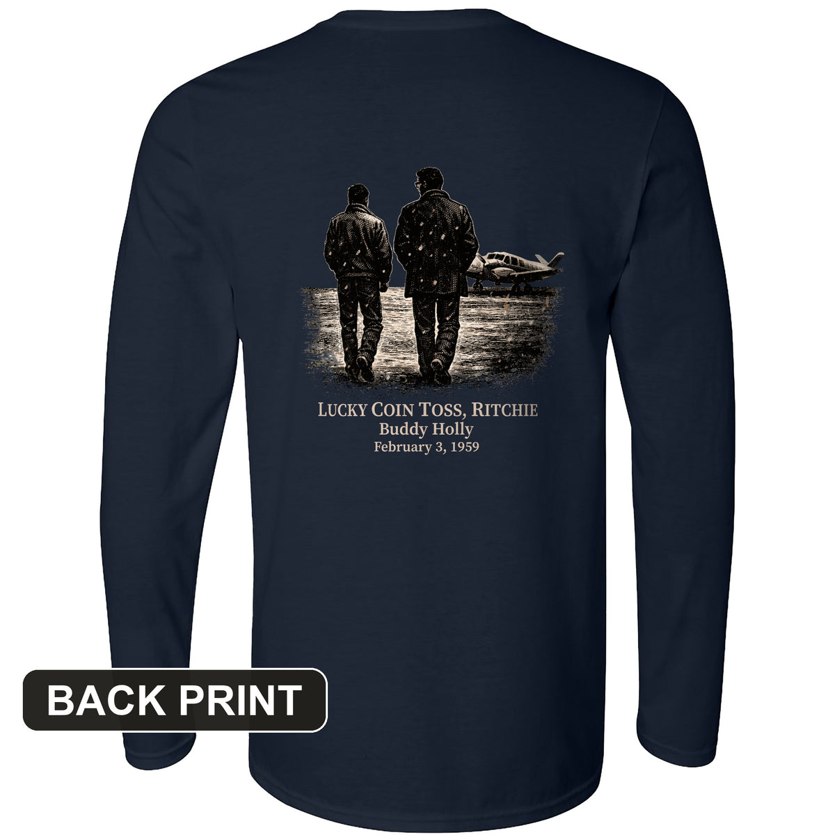 Lucky Coin Toss Back Print Long Sleeve T-Shirt