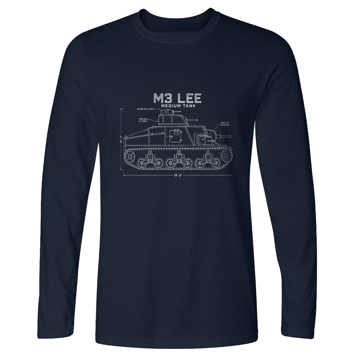 M3 Lee Blueprint Long Sleeve T-Shirt