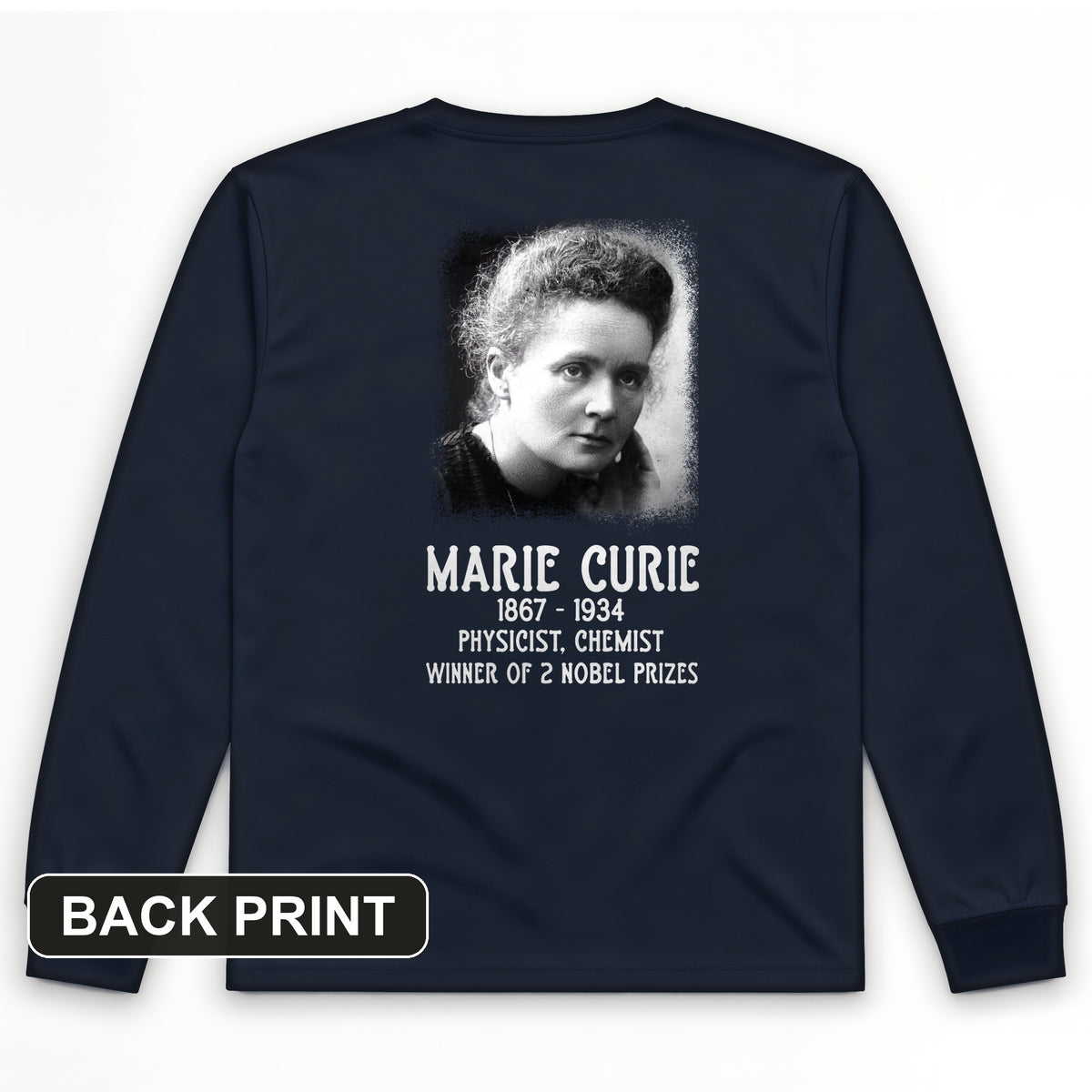 Marie Curie Back Print Long Sleeve T-Shirt