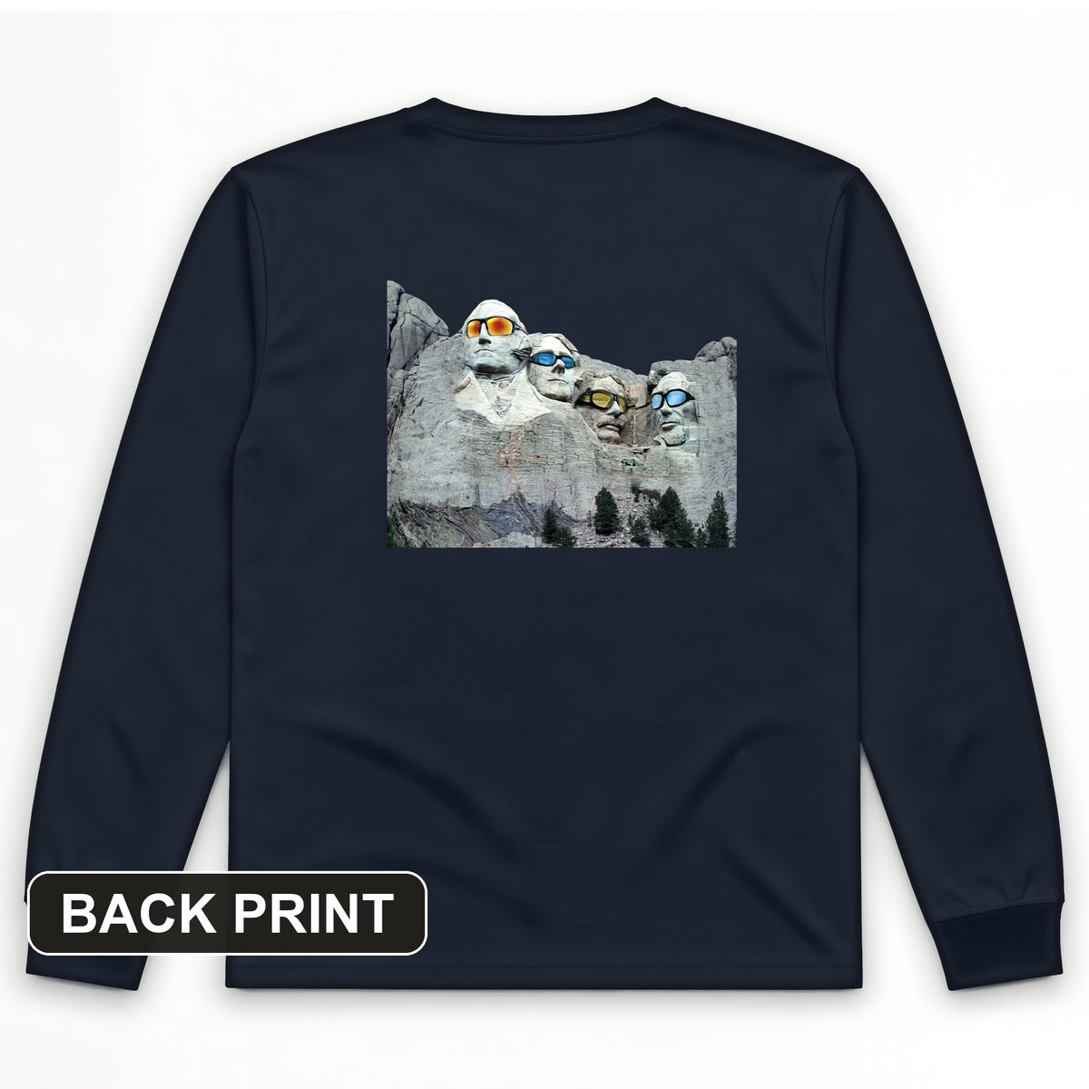 Mount Rushmore Shades Back Print Long Sleeve T-Shirt