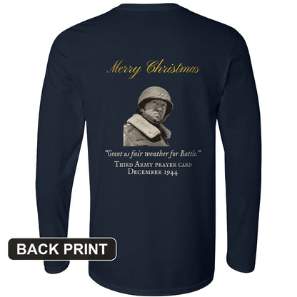 Patton Christmas Card Fair Weather For Battle Back Print Long Sleeve T-Shirt
