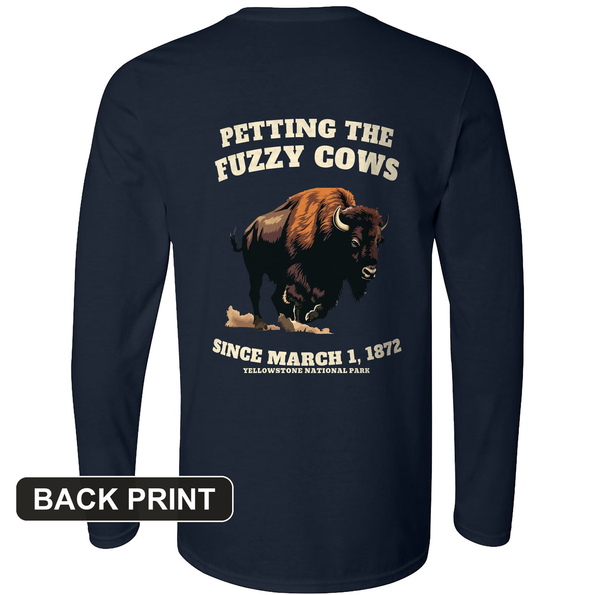 Petting The Fuzzy Cows Back Print Long Sleeve T-Shirt