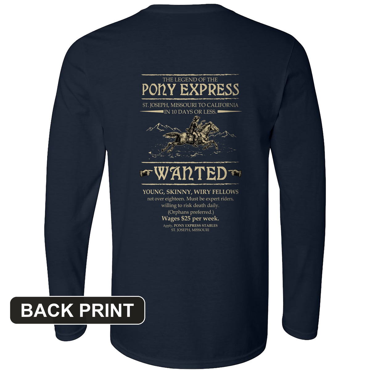 Pony Express Poster Back Print Long Sleeve T-Shirt