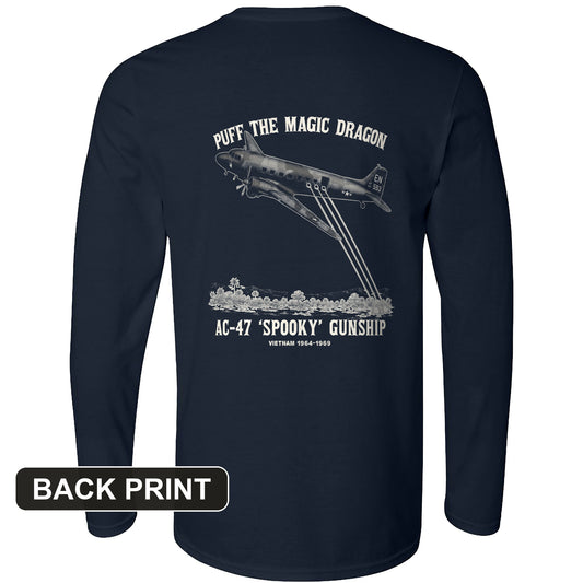 Puff the Magic Dragon Back Print Long Sleeve T-Shirt
