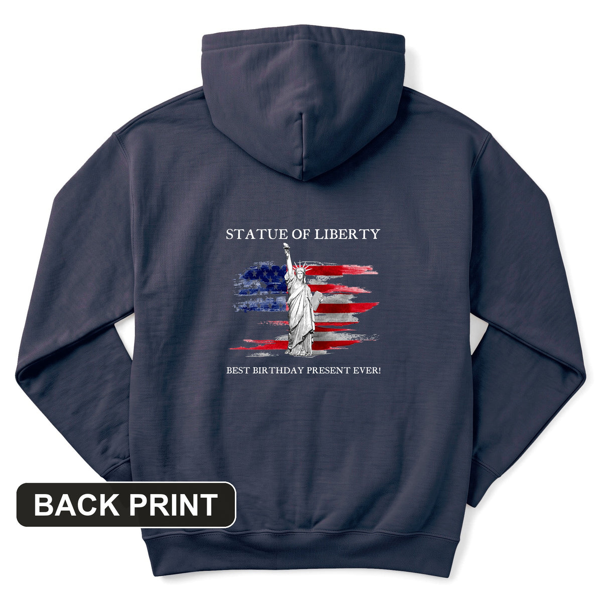 Statue Of Liberty Back Print Hoodie