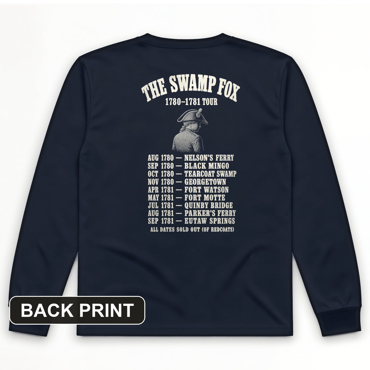 Swamp Fox World Tour Back Print Long Sleeve T-Shirt