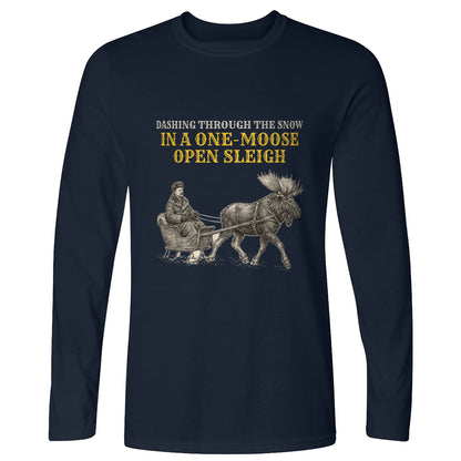 Teddy Roosevelt One Moose Open Sleigh Long Sleeve T-Shirt
