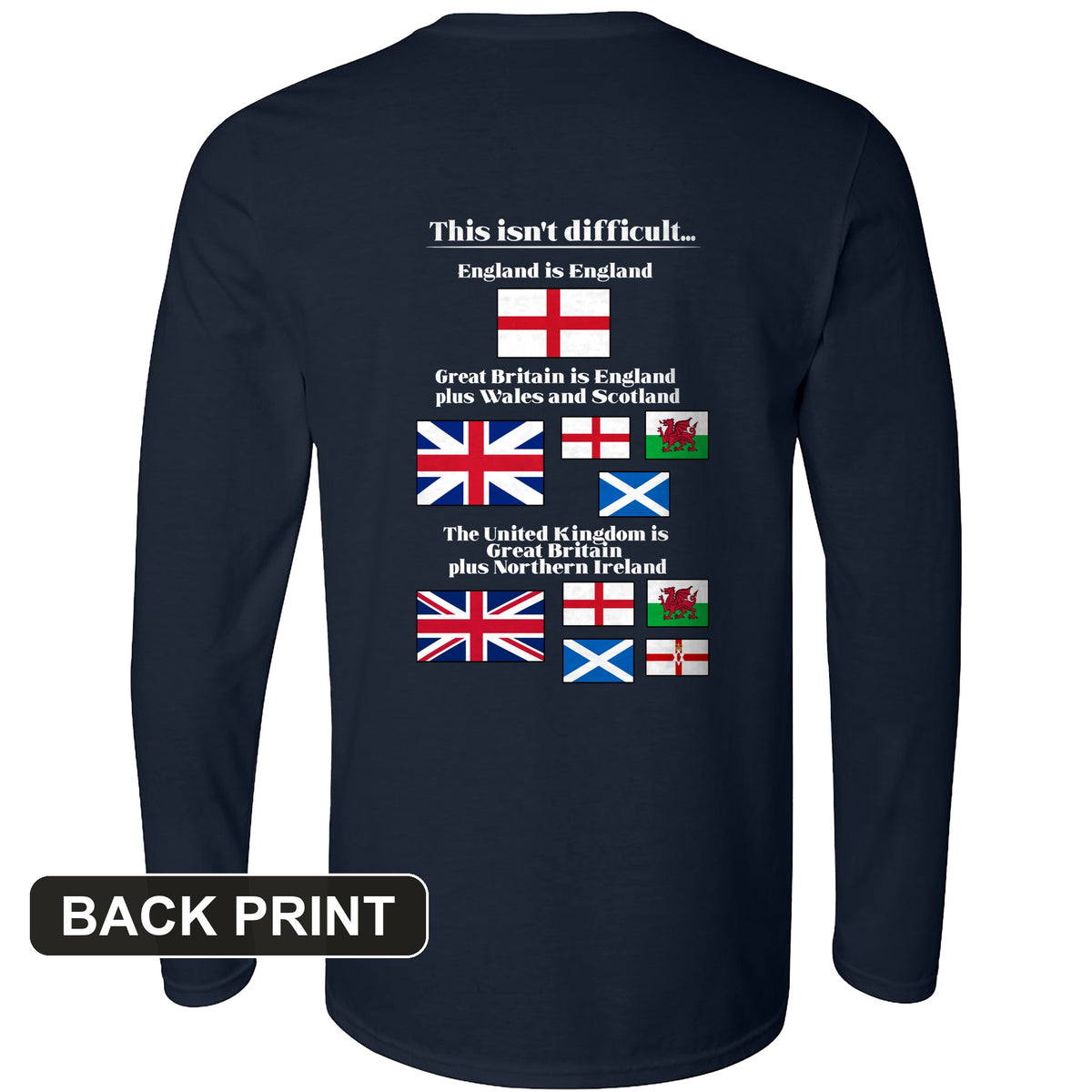 UK Make-up Back Print Long Sleeve T-Shirt